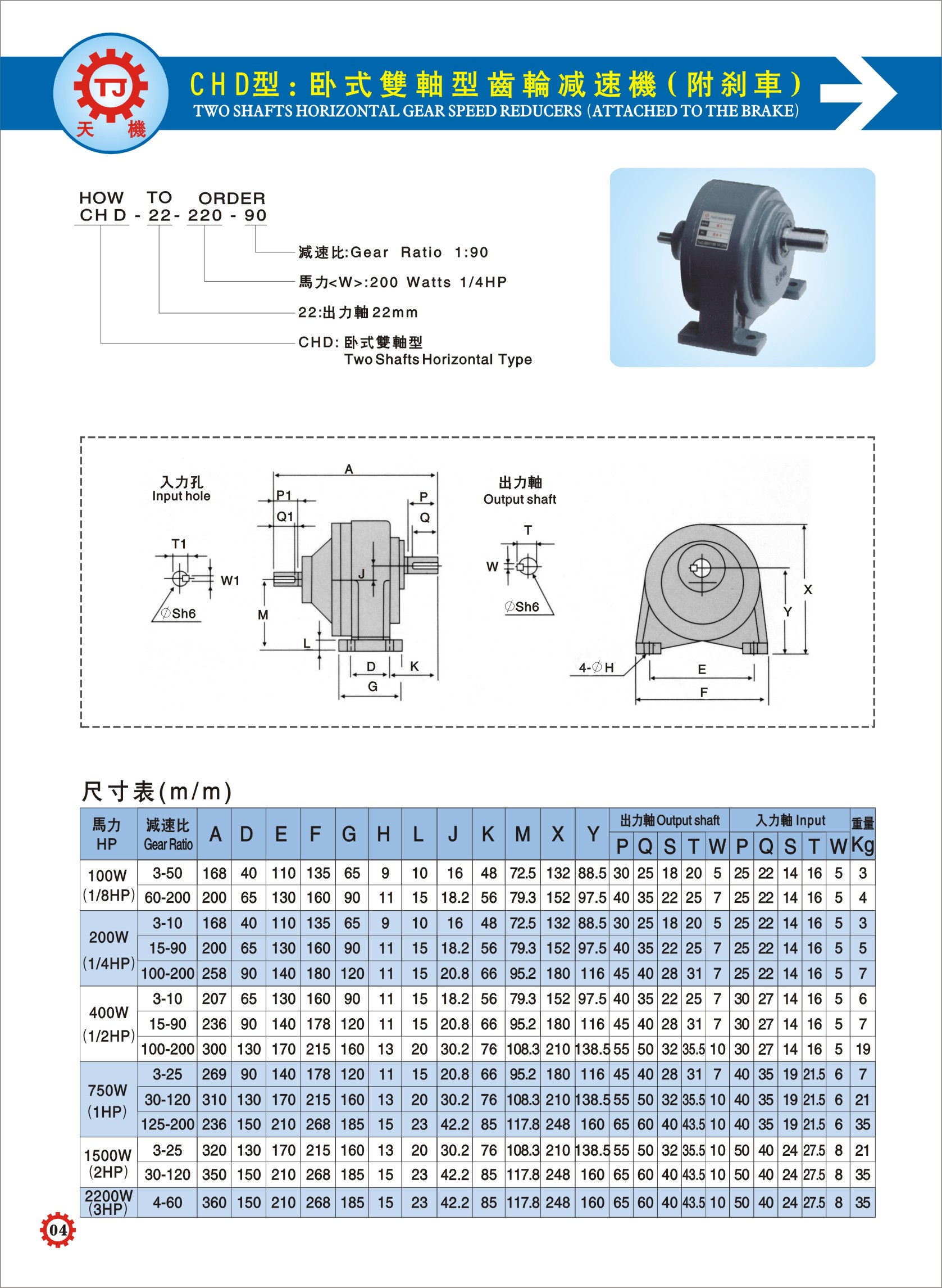 臥式雙軸齒輪減速機(jī)參數(shù)圖 臥式雙軸齒輪減速機(jī)參數(shù)圖